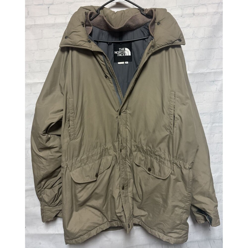 Vintage The North Face Goose Down Coat Jacket XL Beige Full Zip and botton